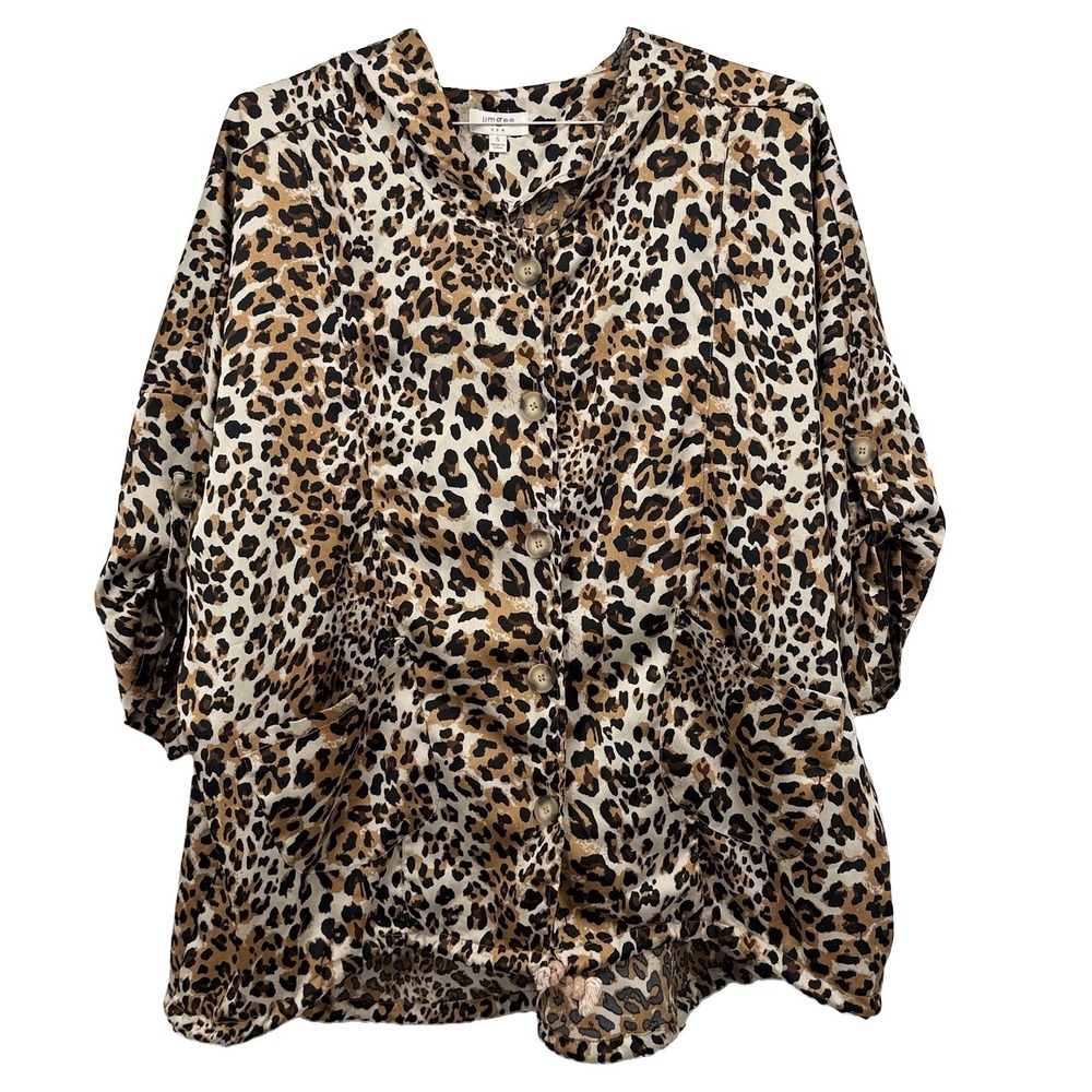 Umgee Women's Leopard Print Oversized Small Hooded Button Up Top Jacket